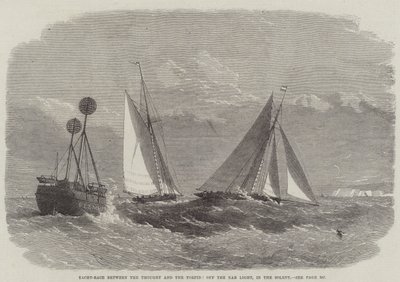 Carrera de yates entre el Thought y el Torpid, frente a la luz Nab, en el Solent de Edwin Weedon